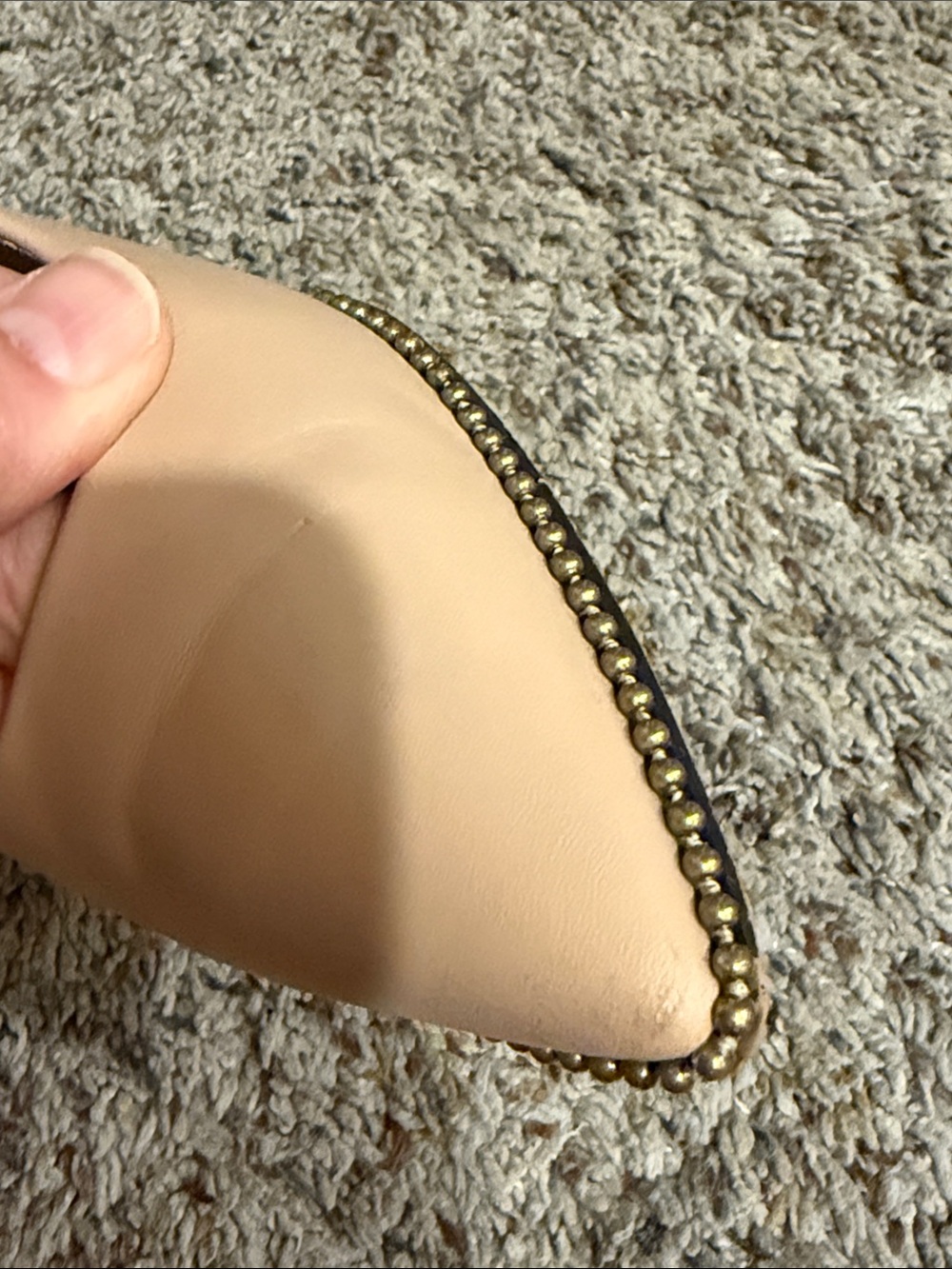 Coach Tan Nude Cream Pointed-Toe Gold Stud Trim Pumps Size 8 - Picture 13 of 16